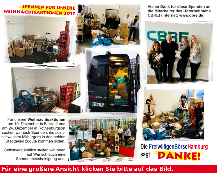 Spenden für Weihnachtsaktion der FreiwilligenBörseHamburg